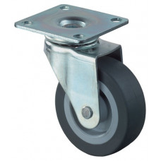 Zwenkwiel wiel-d. 30 mm draagvermogen 20 kg met schroefplaat rubber grijs