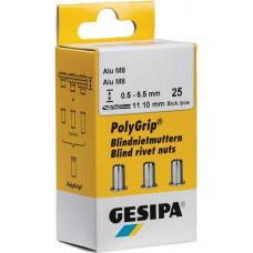 Blindklinkmoer PolyGrip® klinknagelschacht d x l 9 x 18 mm M6 aluminium 25 stuks