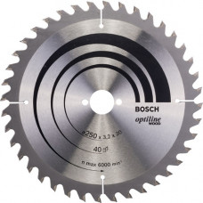 Cirkelzaagblad Optiline Wood buiten-d. 250 mm aantal tanden 40 WZ gat 30 mm snij