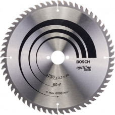 Cirkelzaagblad Optiline Wood buiten-d. 250 mm aantal tanden 60 WZ gat 30 mm snij