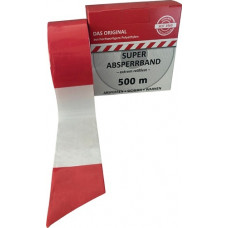 Afzetlint lengte 500 m breedte 80 mm rood/wit geblokt 500m/doos