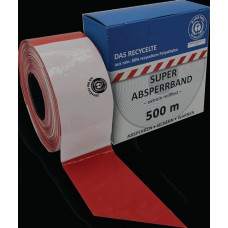 Afzetlint lengte 500m breedte 80mm rood/wit geblokt, gerecycled 500m/doos KEL