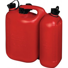 Dubbele jerrycan voor brandstof inhoud 5,5 + 3 l rood HDPe L316xB145xH312mm HÜNE