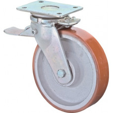 Zwenkwiel voor zware lasten wiel d. 125mm draagvermogen 550kg met rem gegoten