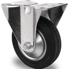 Bokwiel wiel d. 160mm draagvermogen 135kg massief rubber plaat L135xB110mm PR
