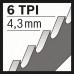 Säbelsägeblatt S 644 D L.150mm B.19mm TPI 6 4,3mm geschr.,geschl.5er Pk.BOSCH