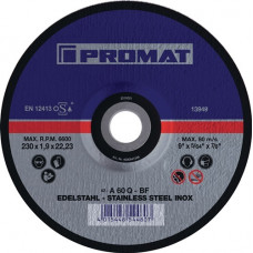 Doorslijpschijf RVS D180x1,5mm gebogen RVS gat 22,23 mm PROMAT