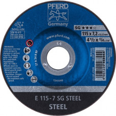 Afbraamschijf SG steel D115xS7,2mm gebogen staal gat 22,23 mm PFERD