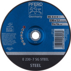 Afbraamschijf SG steel D230xS7,2mm gebogen staal gat 22,23 mm PFERD