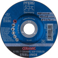 Afbraamschijf CERAMIC SGP STEELOX D115xS7mm gebogen staal gat 22,23 mm PFERD