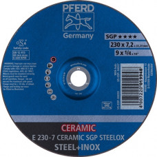 Afbraamschijf CERAMIC SGP STEELOX D230xS7mm gebogen staal gat 22,23 mm PFERD