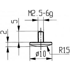Meetinzetstuk d. 10 mm gewelfd radius 15 M2,5 staal passend voor meetklokken KÄF