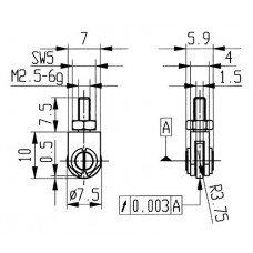 Meetinzetstuk d. 1,5 mm wiel M2,5 staal passend voor meetklokken KÄFER