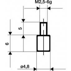 Meetinzetstuk d. 4,8 mm PLAN M2,5 staal passend voor meetklokken KÄFER