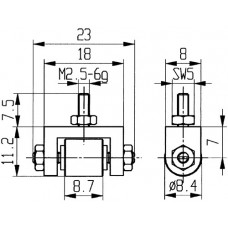 Meetinzetstuk d. 8,4 mm wiel M2,5 staal passend voor meetklokken KÄFER