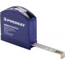 Rolbandmaat lengte 3 m breedte 13 mm mm/cm EG II kunststof controlevenster PROMA