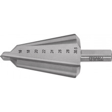 Getrapte plaatboor boorbereik 16-30,5 mm HSS-Co totale lengte 76 mm snedeaantal