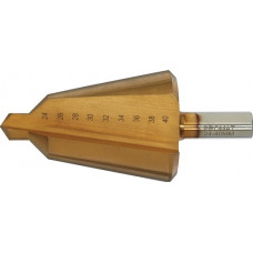 Getrapte plaatboor boorbereik 24-40 mm HSS TiN totale lengte 89 mm snedeaantal 2
