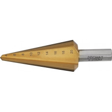 Getrapte plaatboor boorbereik 4-20 mm HSS TiN totale lengte 71 mm snedeaantal 2