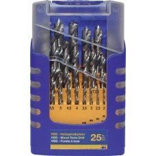 Set houtspiraalboren 013G 25-delig d. 1-13mm 0,5mm spoed HSS FISCH-TOOLS