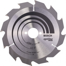 Kreissägeblatt Optiline Wood AD 190mm Z.12 WZ Bohr.30mm Schnitt-B.2,6mm HM BOSCH