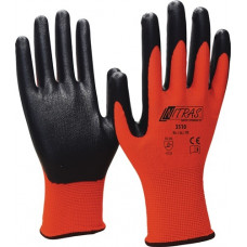 Handschoen nitril foam maat 11 rood/zwart EN 388 PSA-categorie II NITRAS
