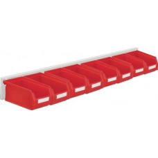 Magazijnbak-set H100xB920xD180mm plaatst./polyethyleen kunststof coating rood 8