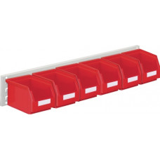 Magazijnbak-set H140xB920xD250mm plaatst./polyethyleen kunststof coating rood 6