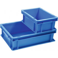 Transportstapelbak L300xB200xH120mm blauw PP schelpgreep zijwanden gesloten PROM