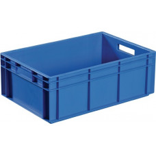 Transportstapelbak L400xB300xH220mm blauw PP handgreepopening zijwanden gesloten