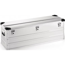 Aluminium box L1182xB385xH410mm 163 l met klapdeksel en stapelhoeken