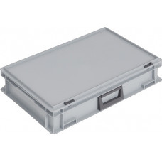 Kunststof koffer L600xB400xH133 mm PP 1 greep schuifsluiting grijs 24 l LOCKWEIL