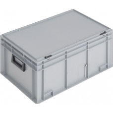 Kunststof koffer L600xB400xH293 mm PP 2 grepen schuifsluiting grijs 55 l