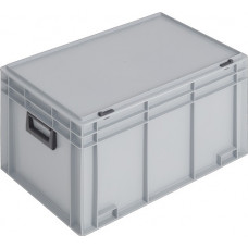 Kunststof koffer L600xB400xH353 mm PP 2 grepen schuifsluiting grijs 70 l