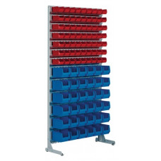 Magazijnrek eenzijdig H2010xB1010xD400mm 63 x MK5 rood, 36 x MK4 blauw lichtgrij