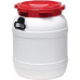 Vat met wijde hals 55,0 l PE wit met rood deksel met 2 handvatten vulopening-d.