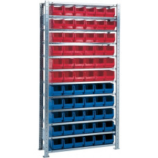 Stellingkast H2000xB1000xD300mm basisstelling 12 stalen legplanken 30 x MK4 blau