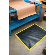Werkplaatsmat confectiemat L1200xB900xS14mm zwart/geel SBR-rubber