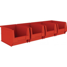 Magazijnbakset H140xB602xD250mm staal verzinkt met magazijnbakken 4 x MK4 rood M