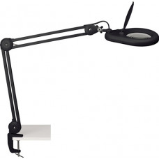 LED-loeplamp glazen lens 127 (5inch) voet zwart met afdekking, ronde kop