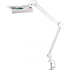 LED-loeplamp glazen lens 190,5 (7,5inch) tafelklem wit met afdekking, hoekige k