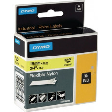 Labeltape bandbreedte 19 mm bandlengte 3,5 m flexibele nylontape zwart op geel D