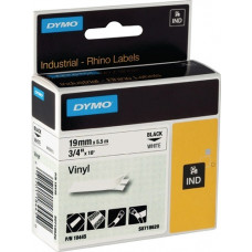 Labeltape bandbreedte 19 mm bandlengte 5,5 m vinyltape zwart op wit DYMO