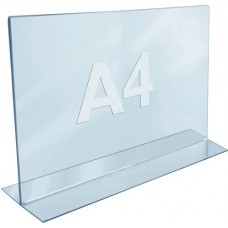 Tafeldisplay DIN A4 dwars acryl transparant vrijstaand