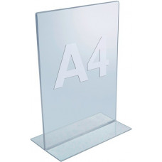 Tafeldisplay DIN A4 hoog acryl transparant vrijstaand