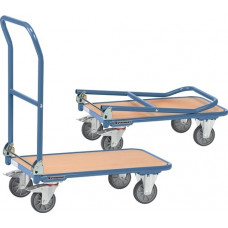 Platformwagen laadvlakken L720xB450 mm stalen buis duifblauw, RAL 5014 drgverm.