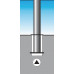 Versperringspaal staal rood-wit d. 76 mm met driekantslot en grondhuls met punti