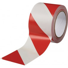 Grondmarkeringstape Easy Tape PVC rood/wit lengte 33 m breedte 75 mm wiel ROCOL