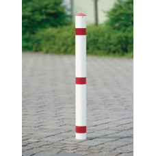 Versperringspaal staal rood-wit d. 76 mm voor plaatsing in beton met puntige kap