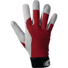 Handschoen Griffy maat 9 rood/natuurkleurig geitennappaleer/interlock EN 388 PSA